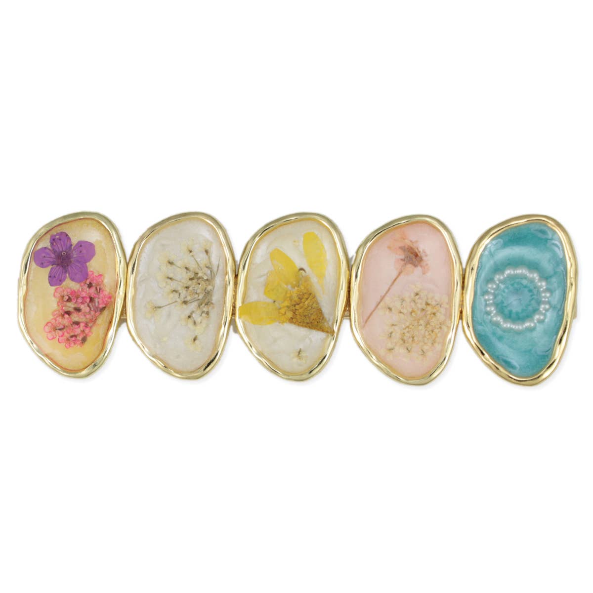 Pastel Dried Flower Gold Bar Hairclip