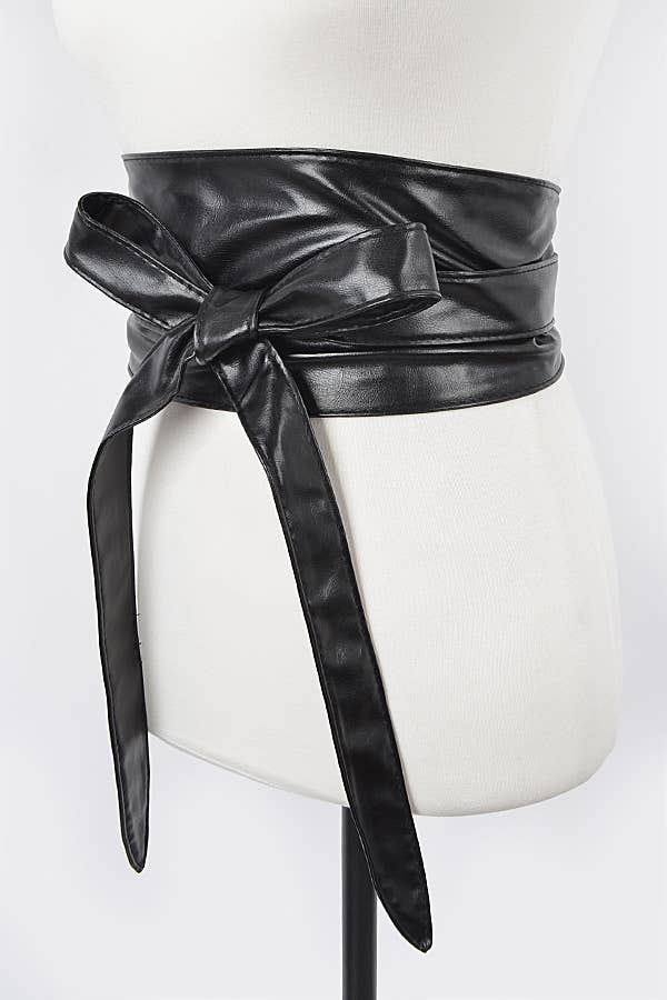 Tie Front PU Leather Belt