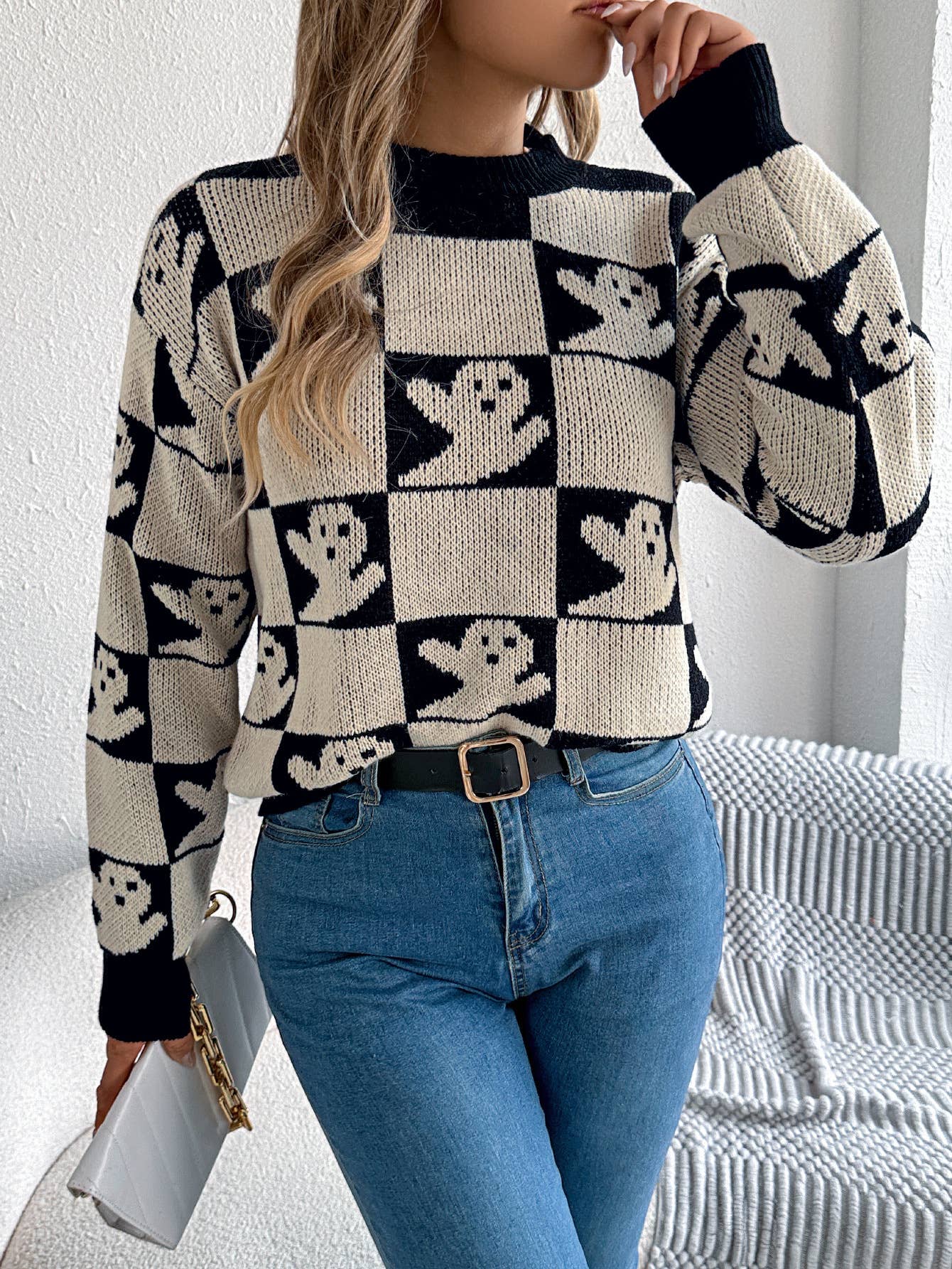 Checkered Ghost Sweater