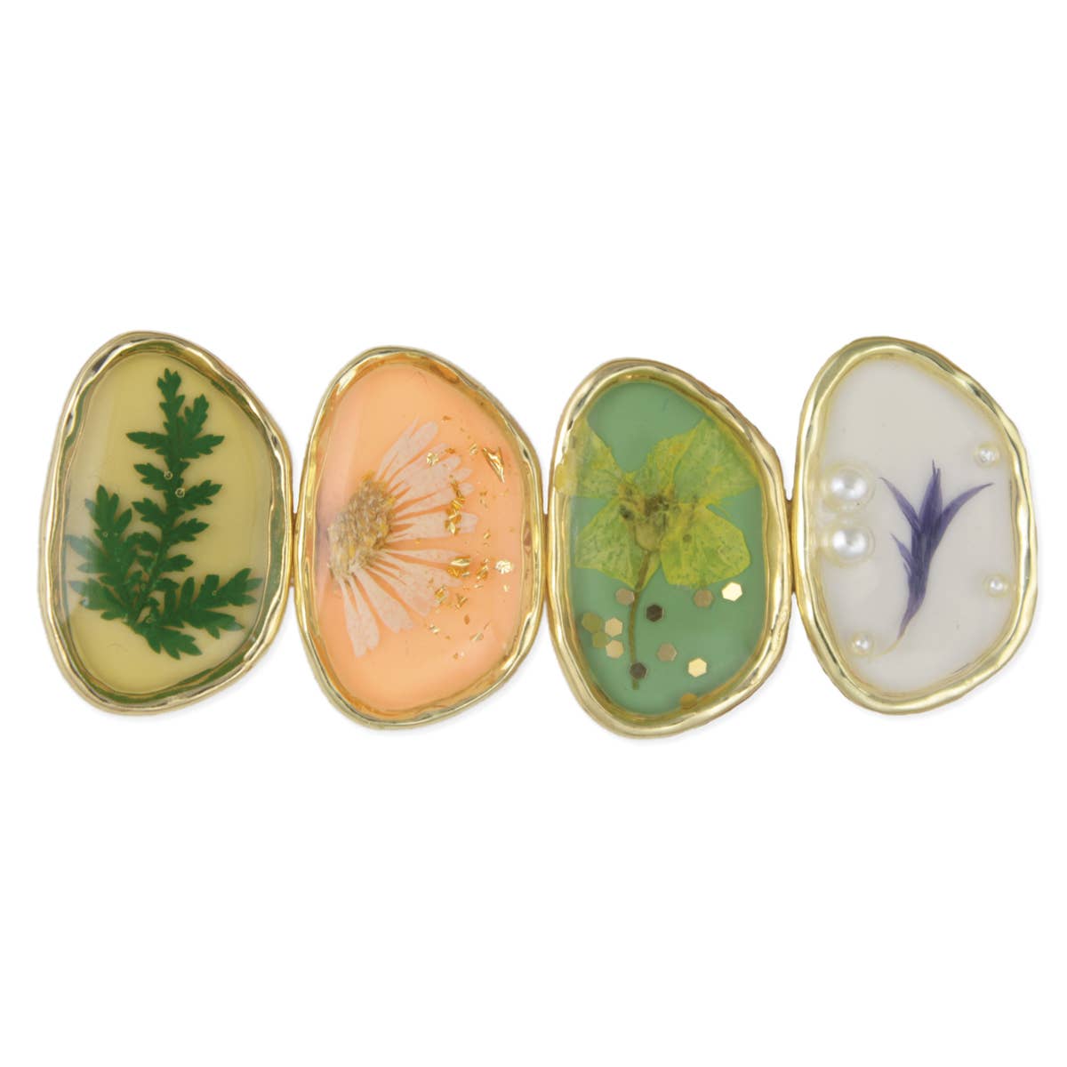 Pastel Dried Flower Gold Barrette