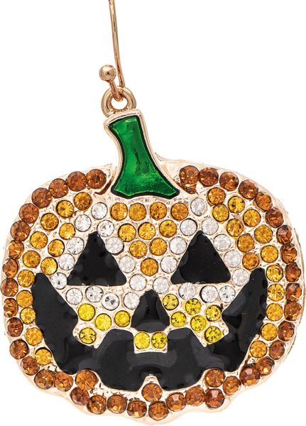 Glittery Happy Jack-O-Lantern Earring