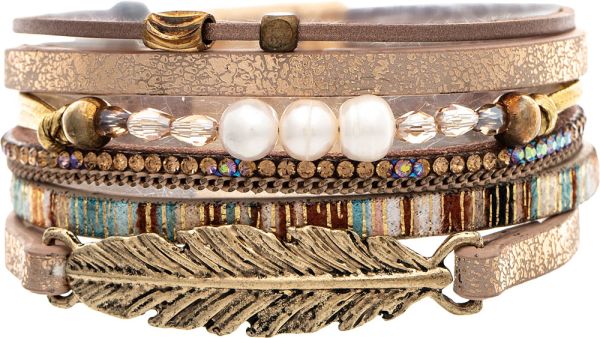 Feather Crystal & Freshwater Pearl Magnetic Bracelet