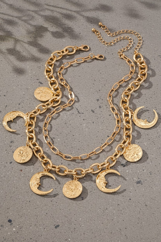 Crescent Moon Layered Necklace