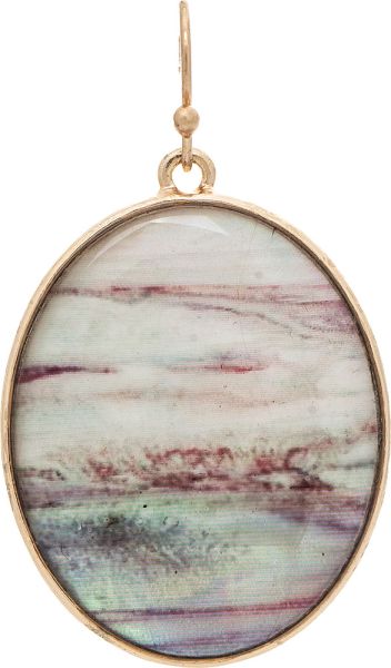 White Marbleized Shell Earrings