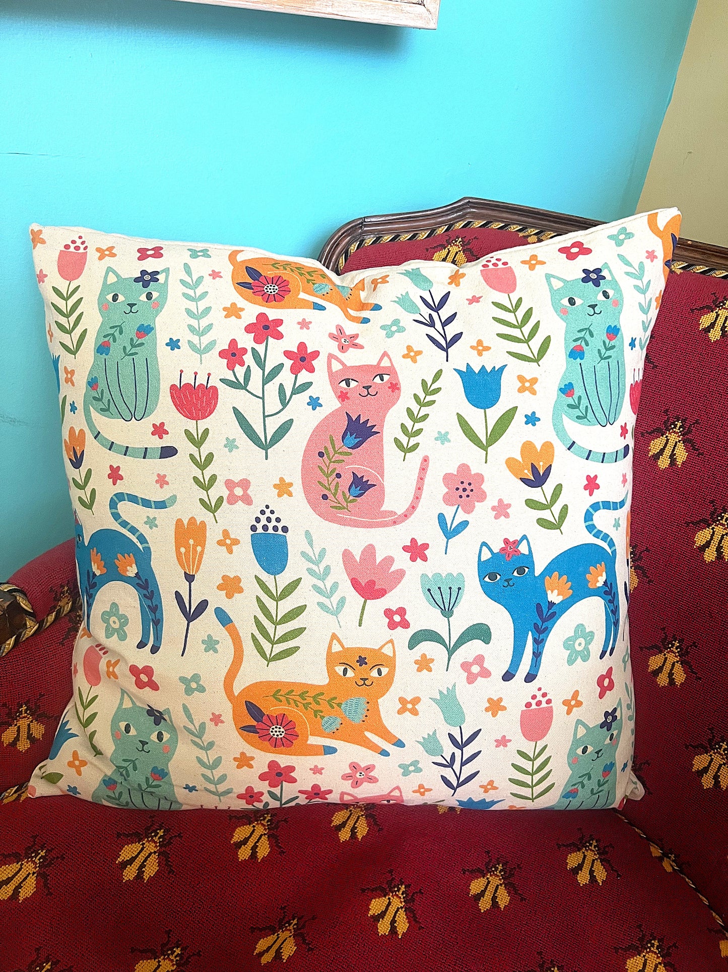 Whimsical Cats Canvas Pillow Case