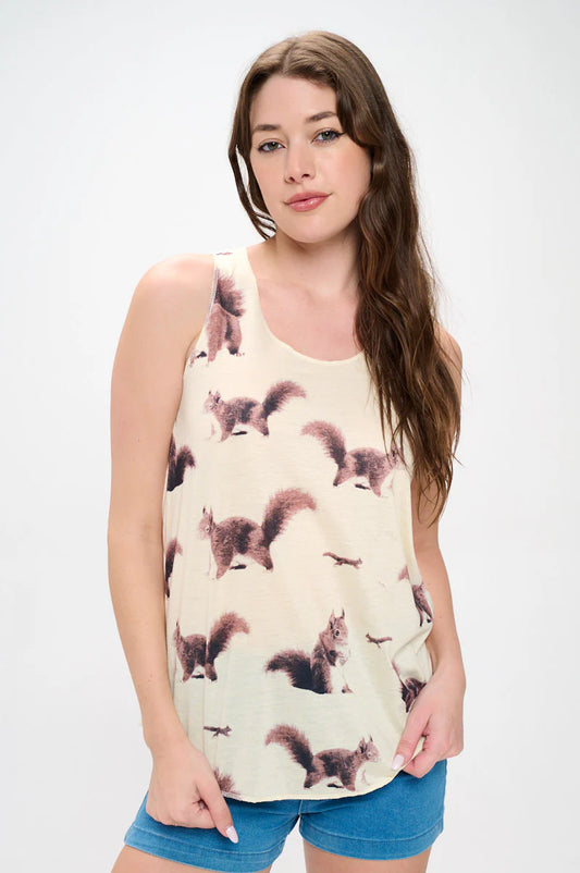 Squirrel Print Tank Top