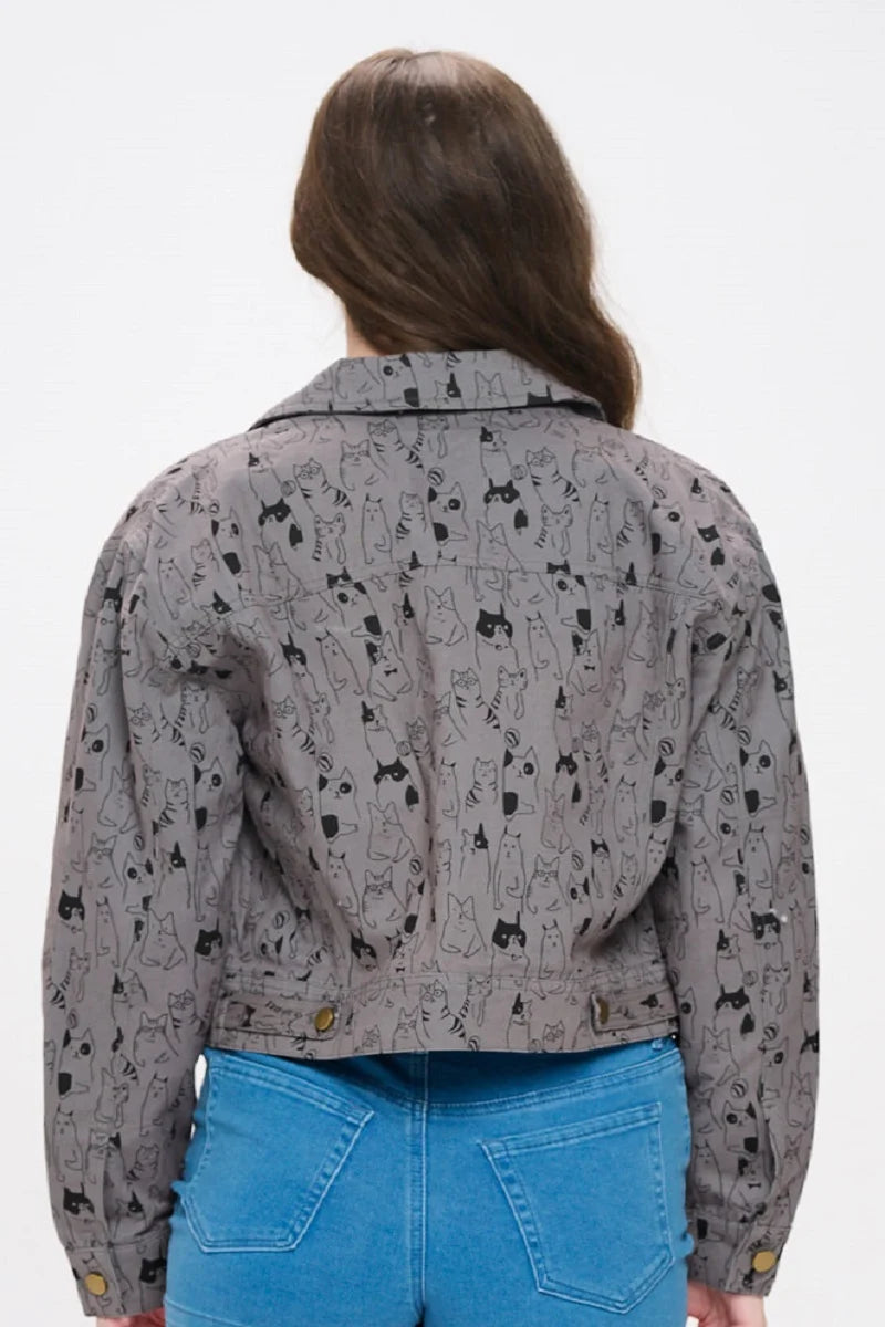 Black Cat Denim Jacket