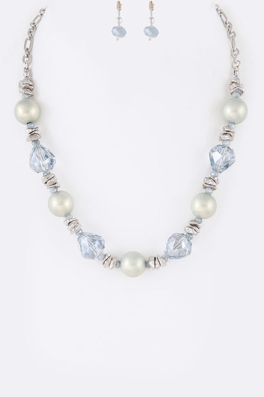 Pearl & Crystal Necklace Set