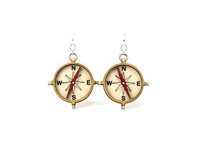 Wooden Compass Earrings