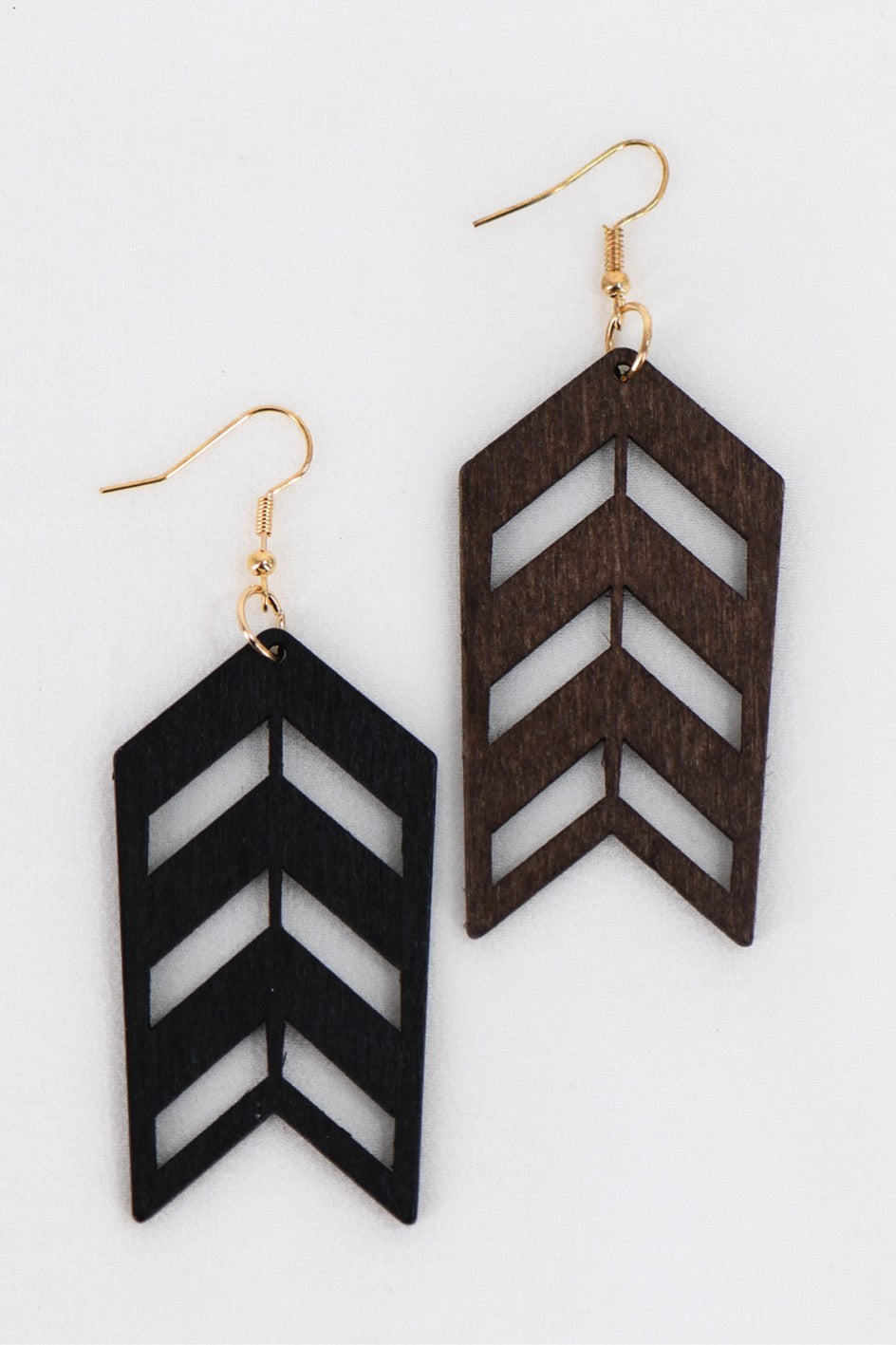 Boho Chevron Wood Earrings
