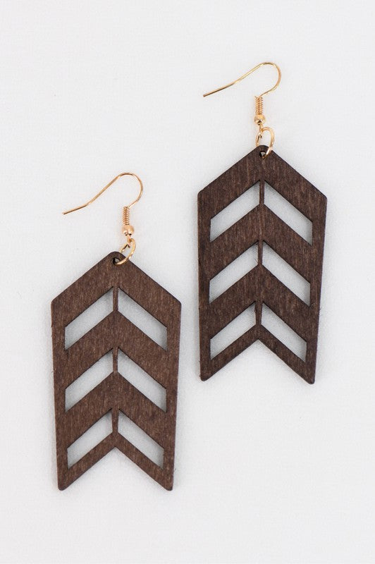 Boho Chevron Wood Earrings