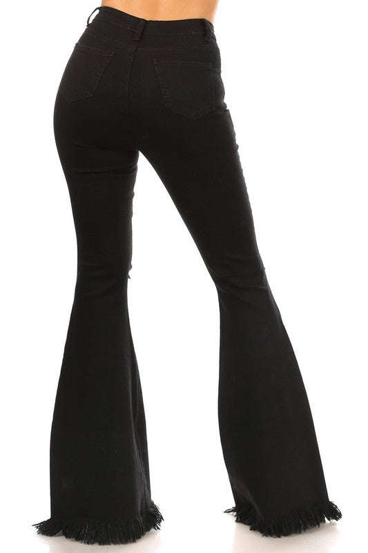 90's Black Flare Distressed Jeans