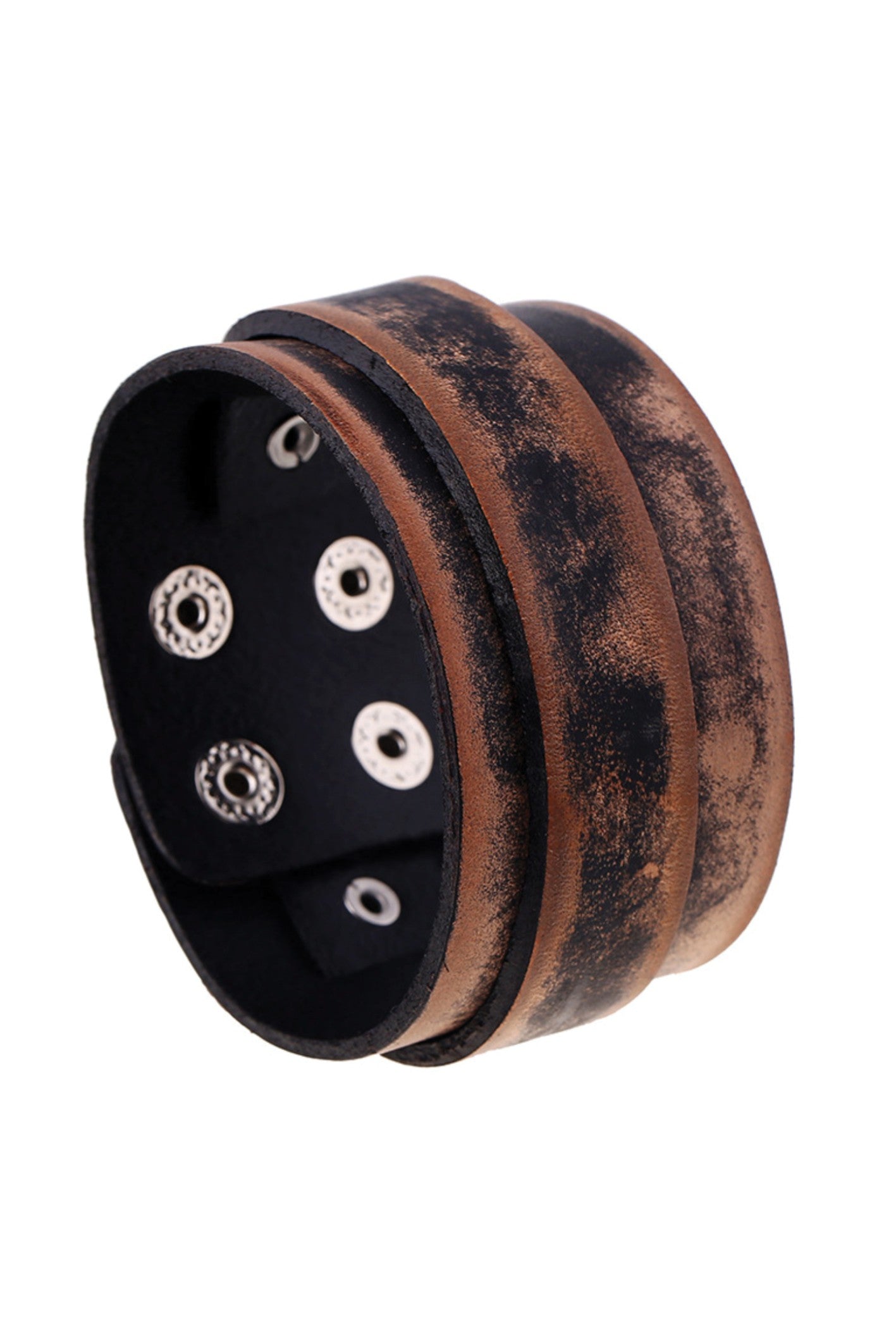 Distressed Leather Wide Cuff Bracelet