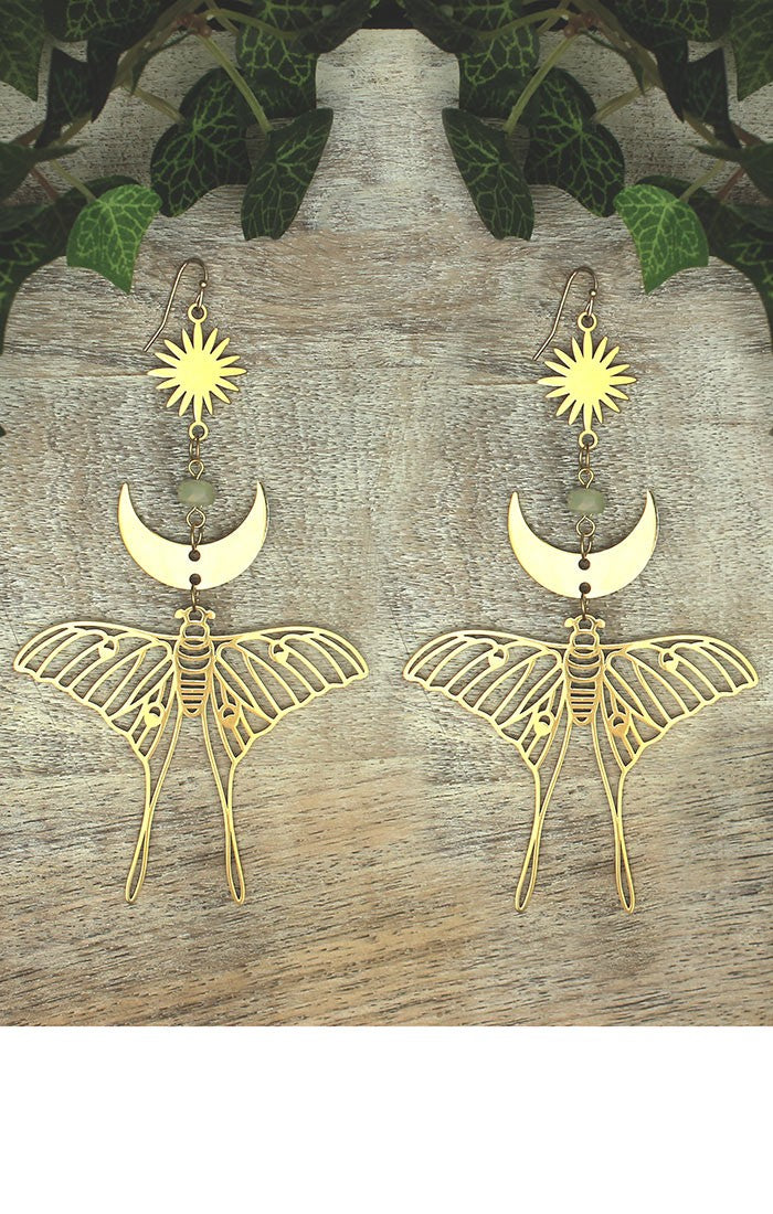 Celestial Luna Moth Oversized Earrings