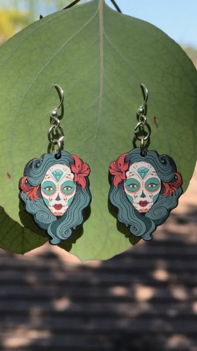 La Calavere Catrina Wood Earrings
