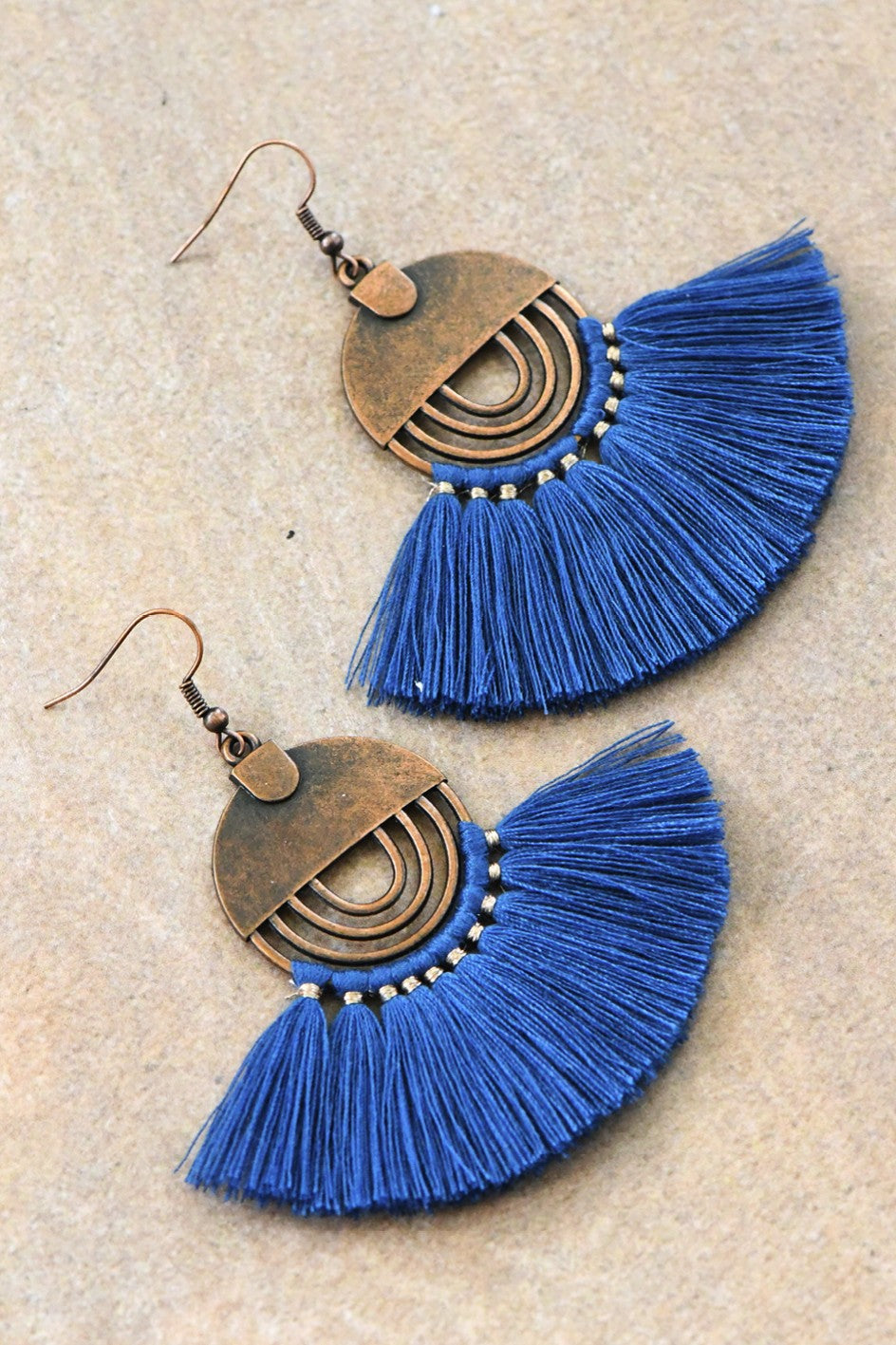 Boho Chic Fan Shaped Tassel Earrings