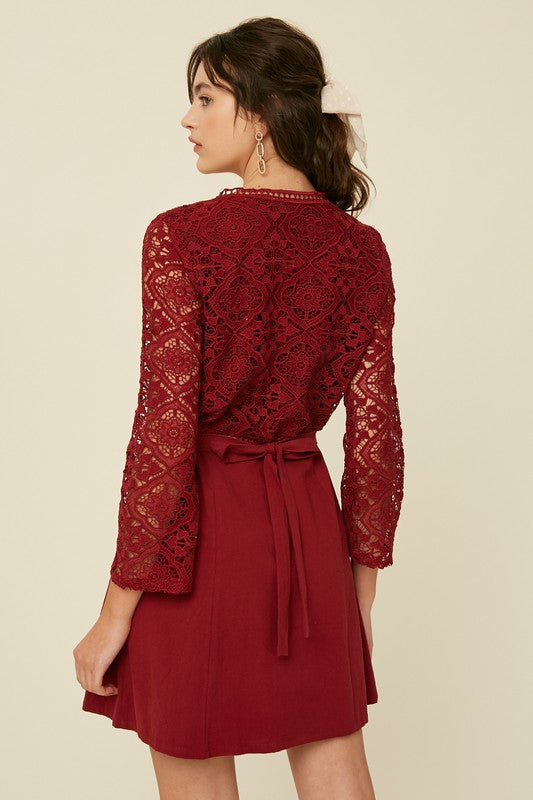 Crochet Lace Button Down Dress