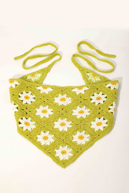 Daisy Knit Crochet Bandana