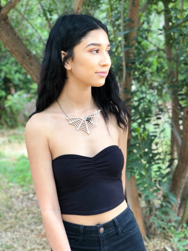 Wooden Spider Web Necklace