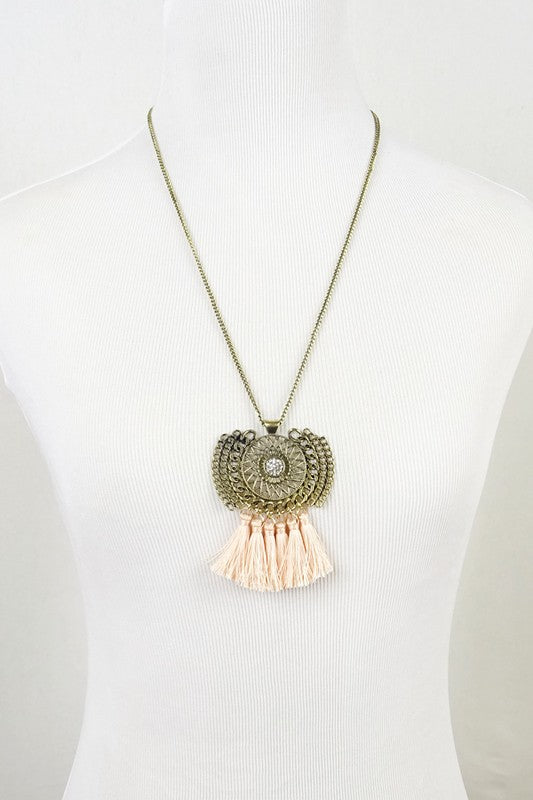 Tassel & Rhinestone Statement Necklace