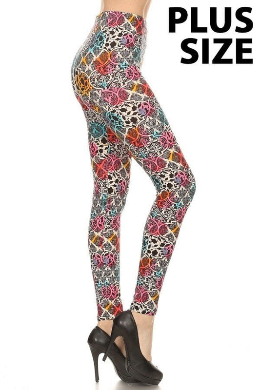 Damask Print Leggings
