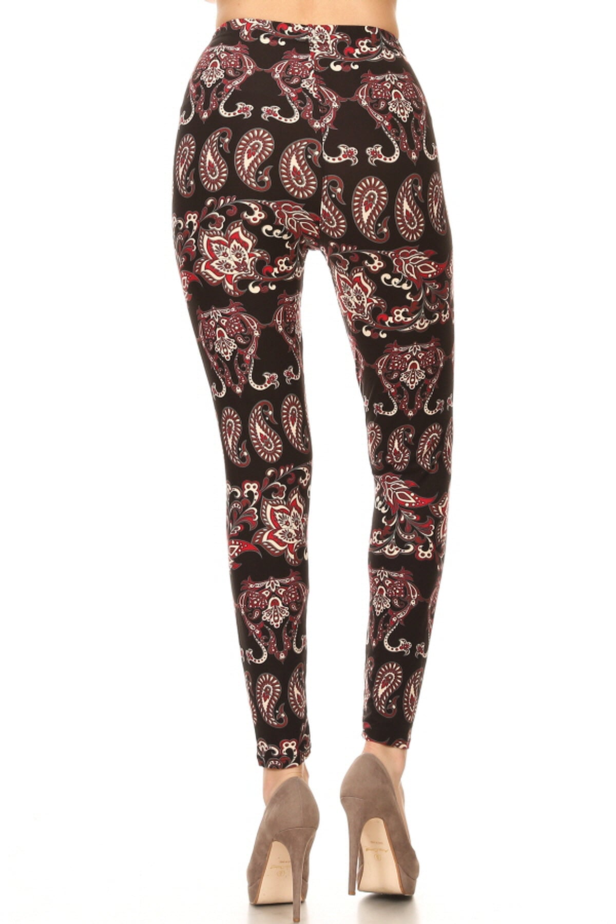 Black Red Paisley Leggings