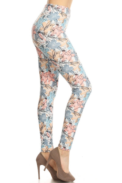 Pastel Floral Printed Leggings