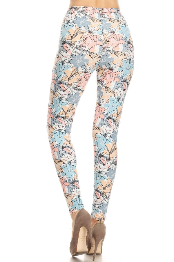 Pastel Floral Printed Leggings