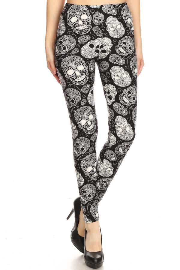 Black & White Skull Print Leggings