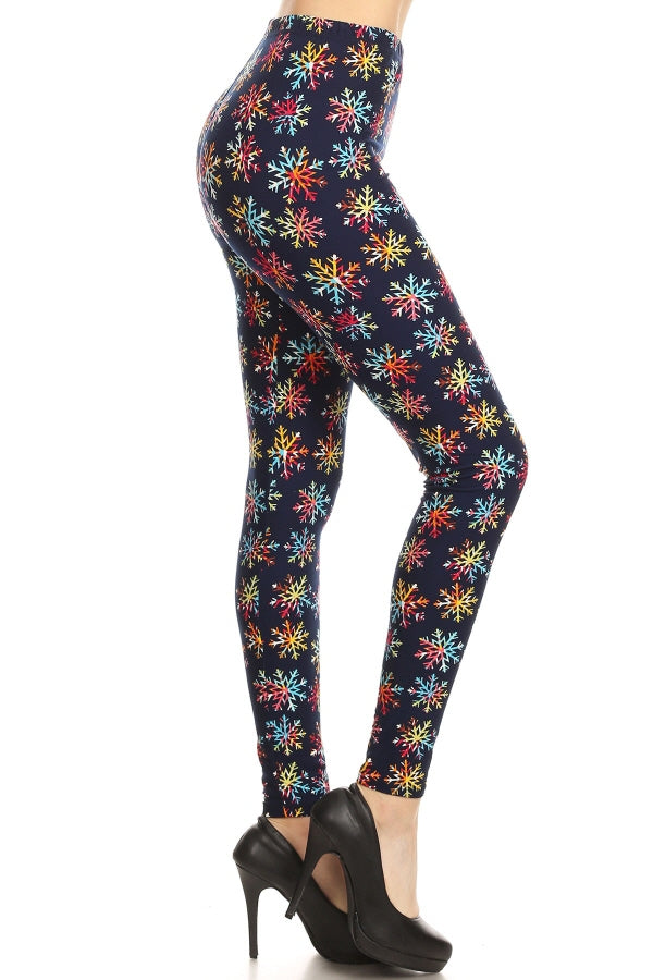Colorful Snowflake Print Leggings