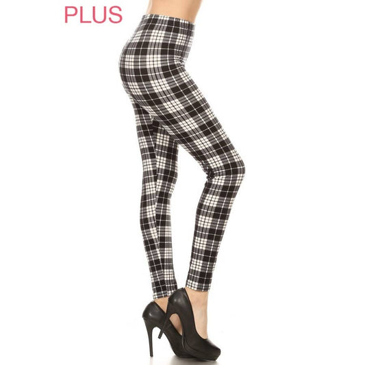 Black and White Plaid Print Leggings