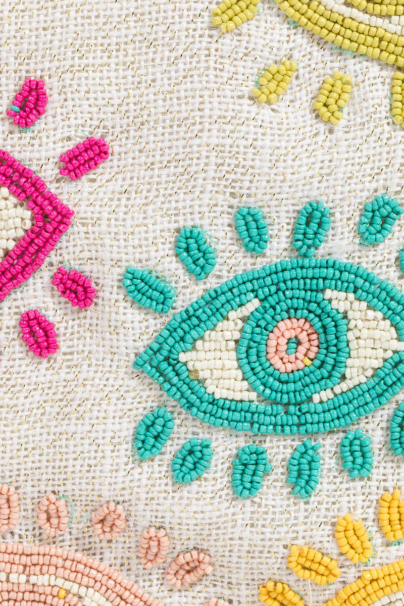Seed Beaded Eye Pattern Hand Bag