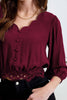 3/4 Sleeve Scalloped Top