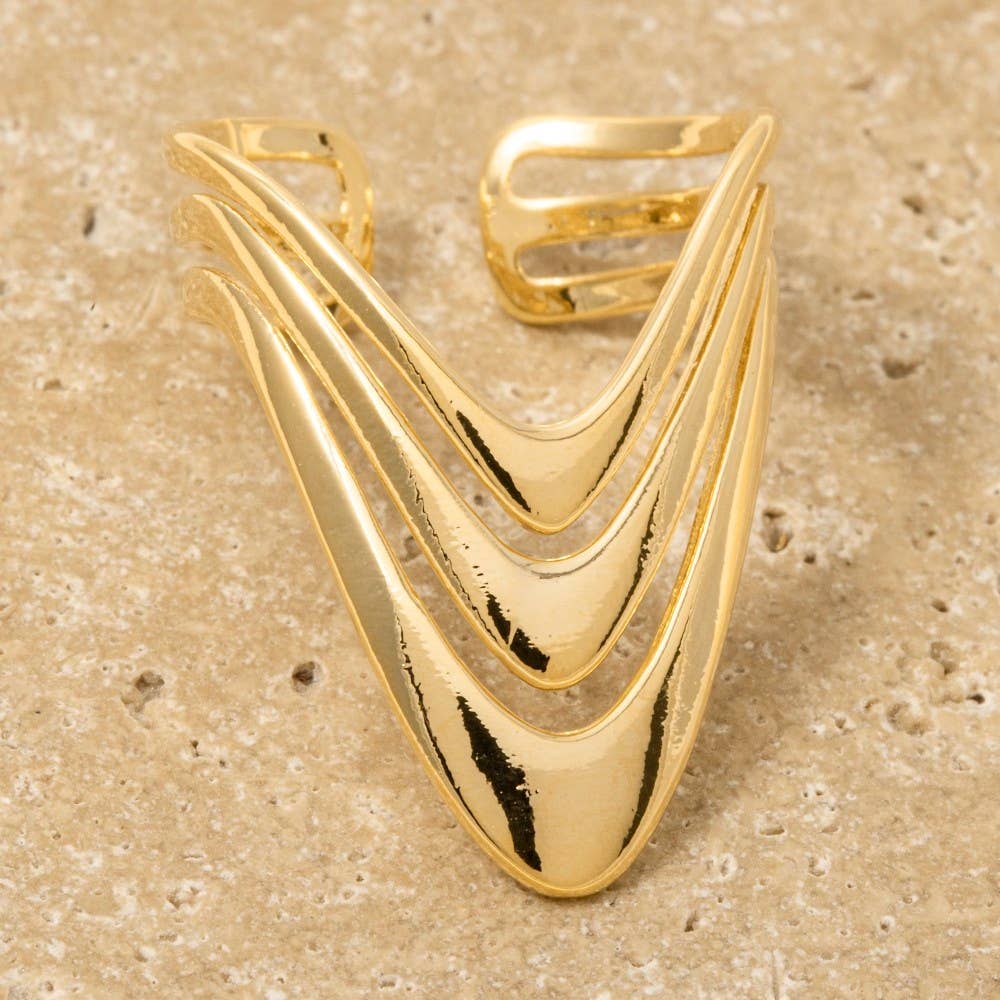 Abstract Chevron Open Band Ring