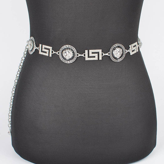 Silver Rhinestone Chain Belt