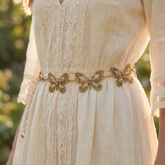 Antique Filigree Butterfly Chain Belt