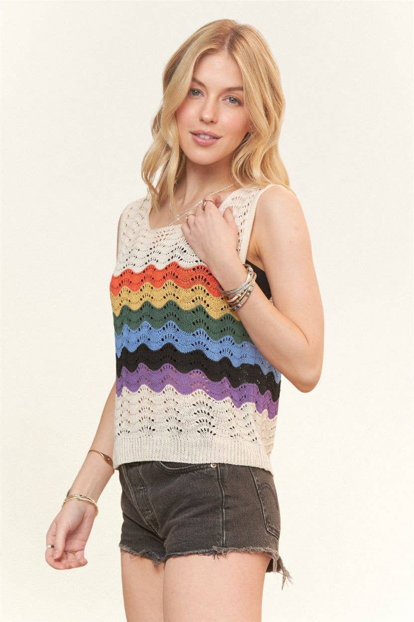Rainbow Crochet Tank Top