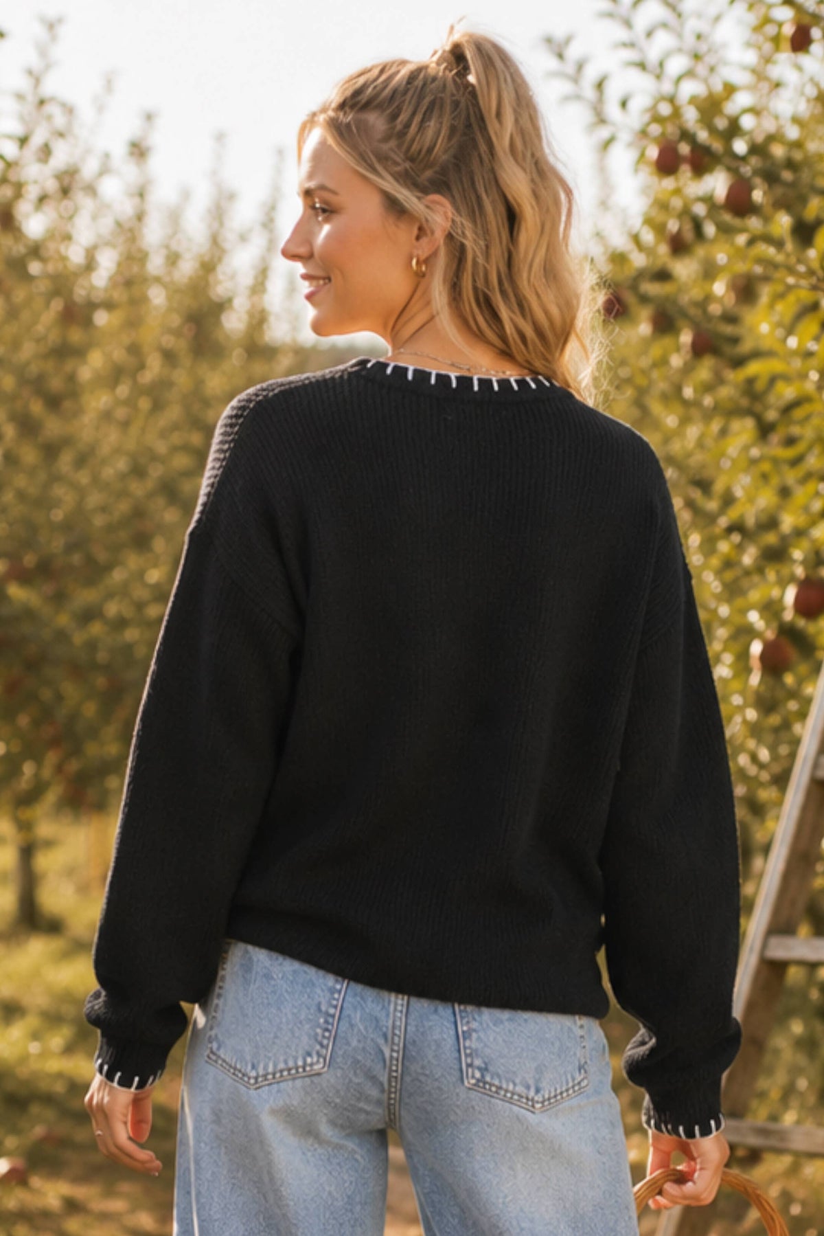BOO Embroidered Halloween Knit Sweater