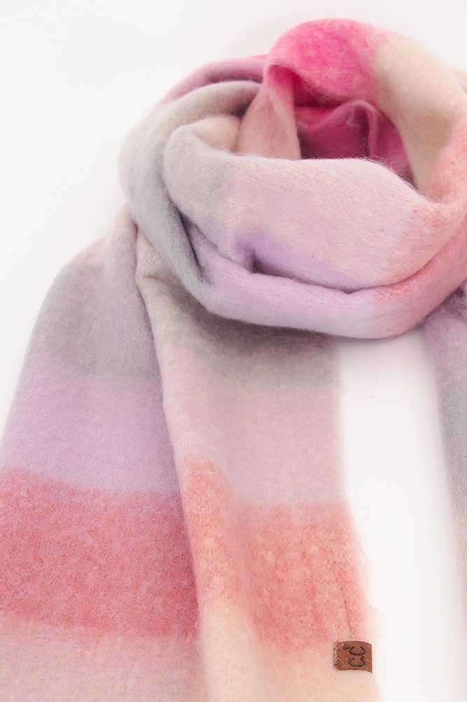 C.C Color Block Plaid Checkered Scarf