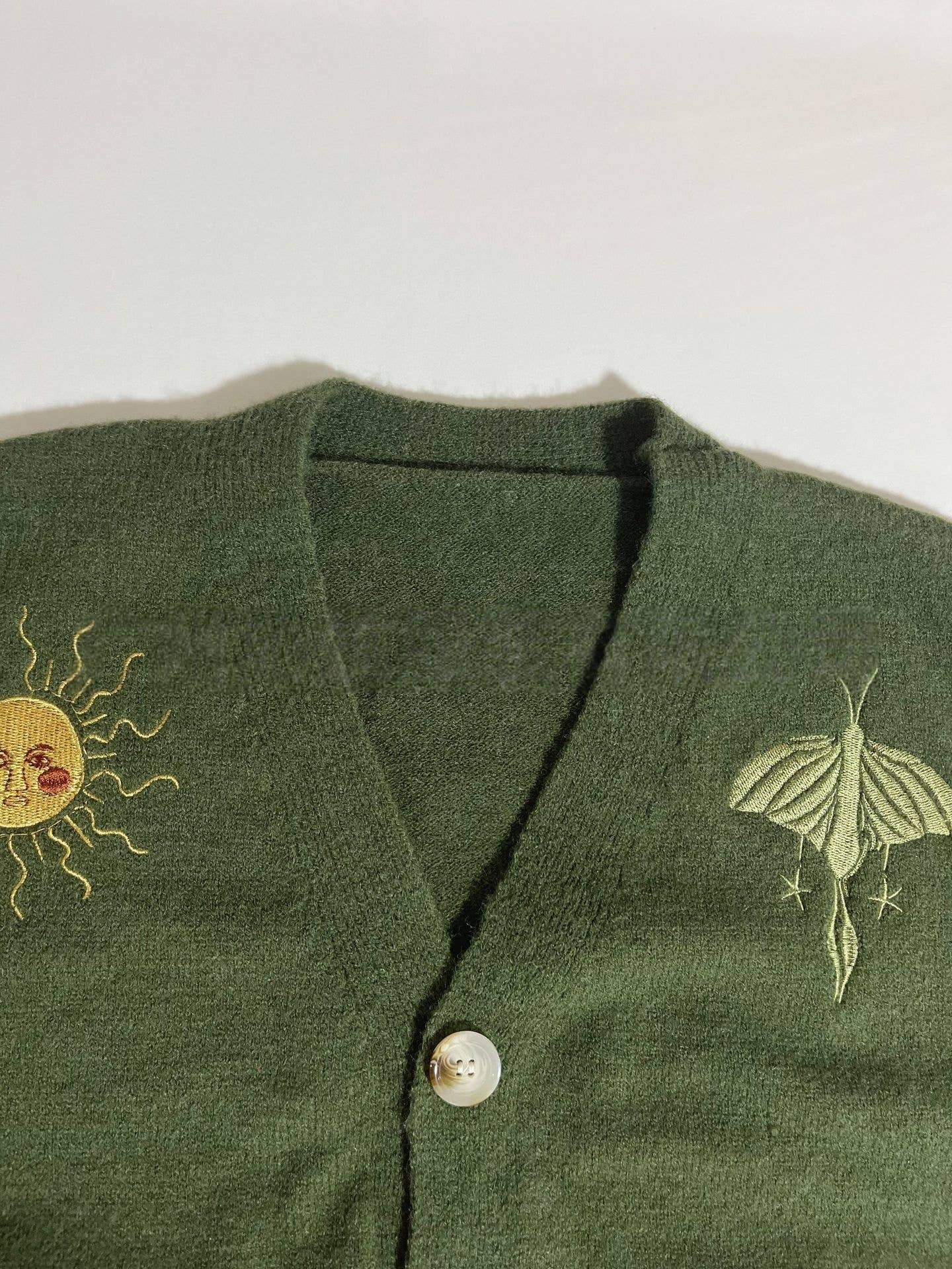 Embroidered Sun Moon Luna Moth Cardigan
