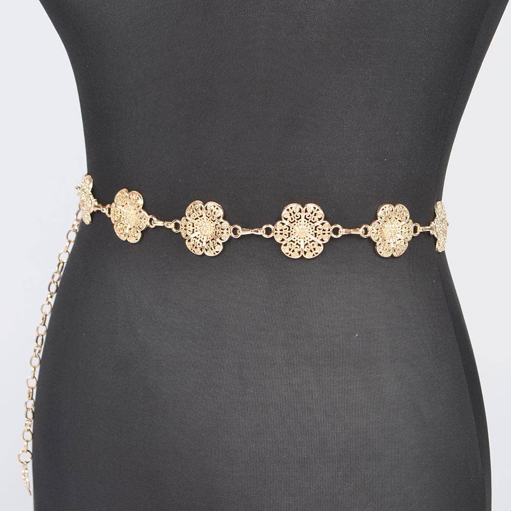 Metal Flower Chain Belt