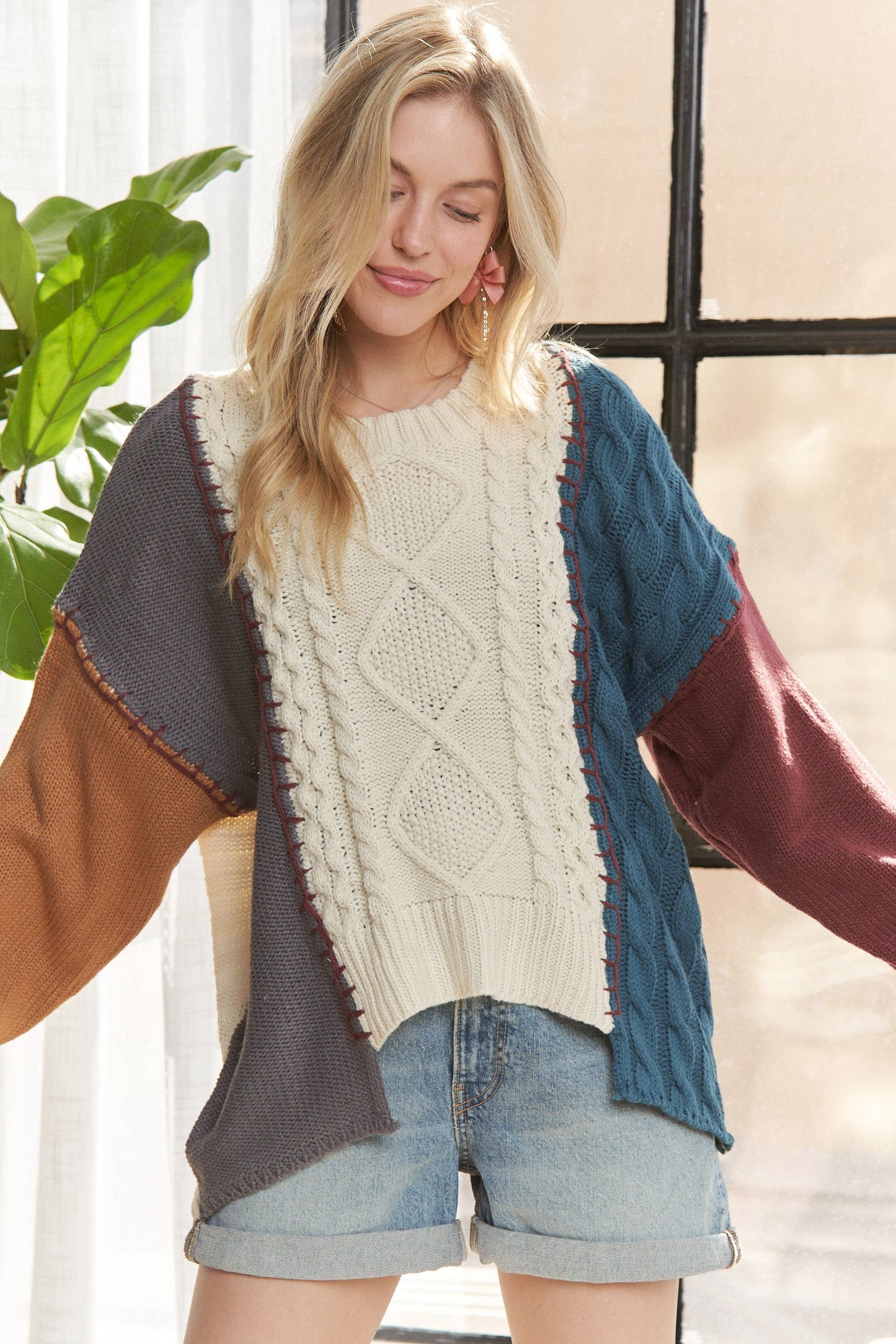 Fall Colorblock Sweater Top