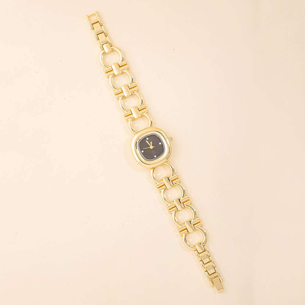 Cushion Face Circle Link Bracelet Watch