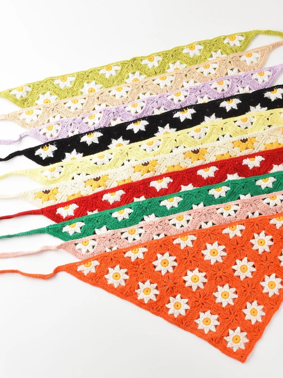 Daisy Knit Crochet Bandana