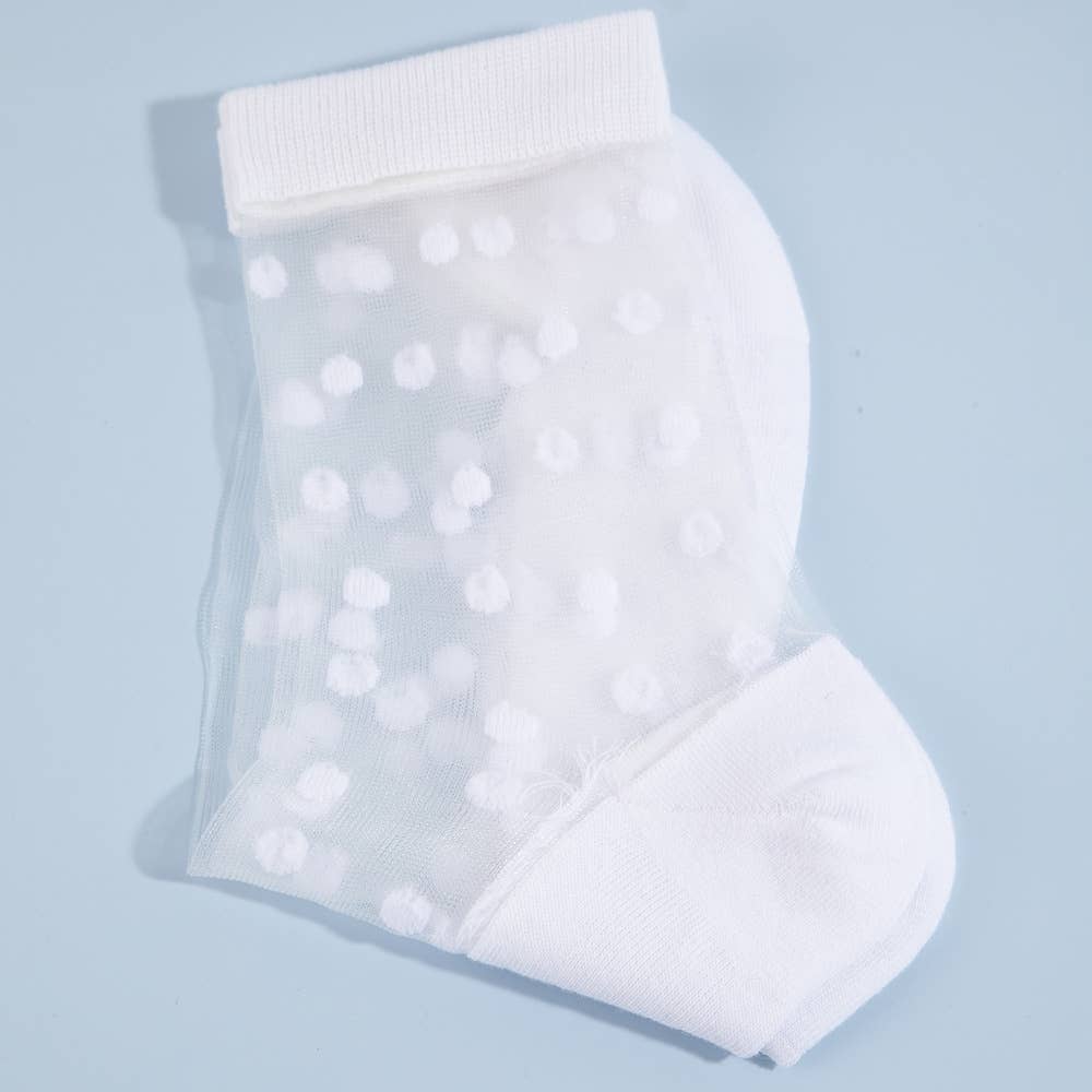 Sheer Polka Dot Rolled Cuff Ankle Socks