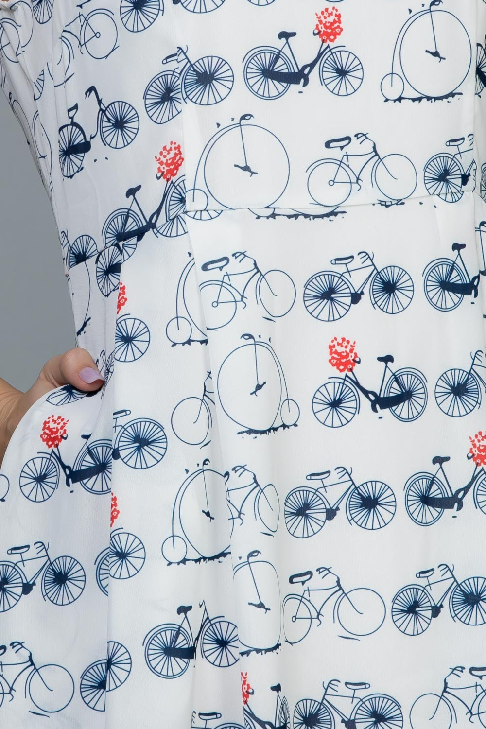 Bicycle Print Dress w/ Pockets