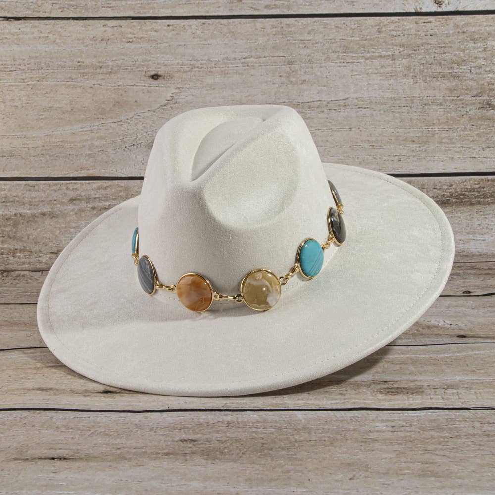 Semi Precious Stone Chain Band Fedora