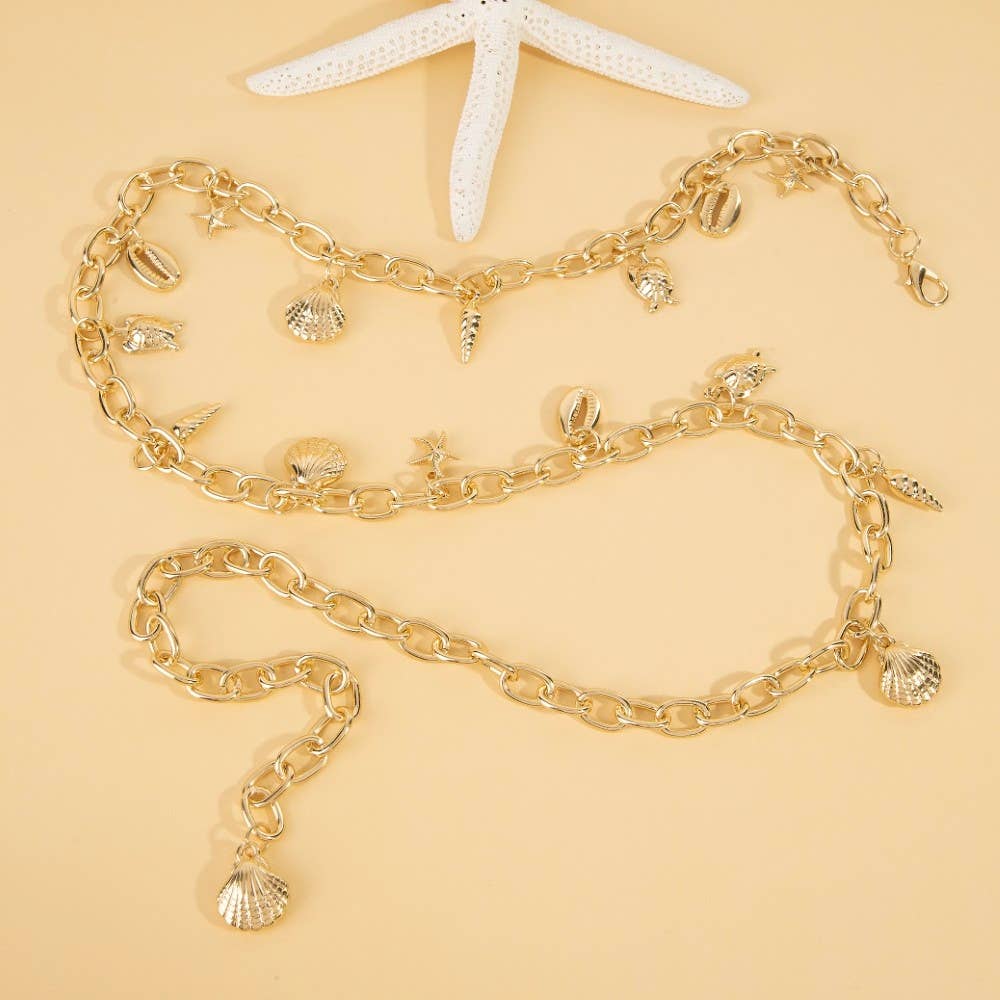 Assorted Sealife Charms Chain Belt