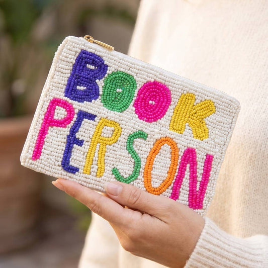 Colorful Book Person Beaded Coin Purse