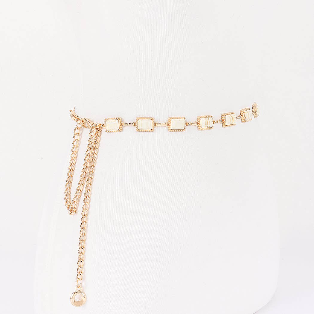 Vintage Stone Metal Chain Belt